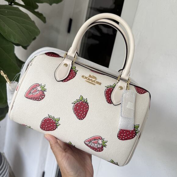 Coach Rowan Satche Bag With Strawberry Print CAL63 - Picture 1 of 9